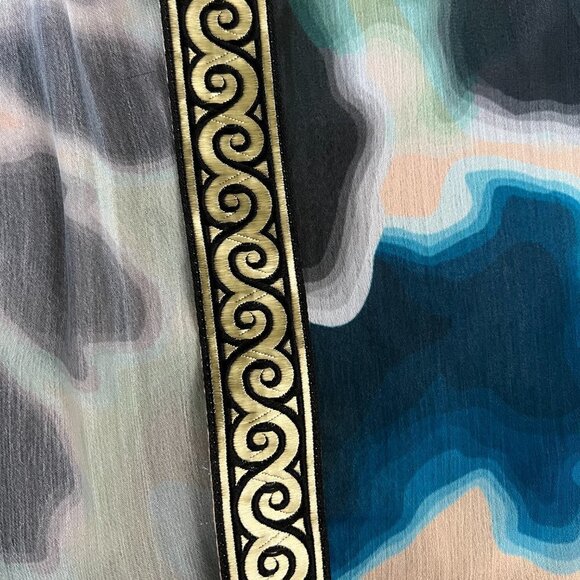 Sukiso Women's Goddess Kimono in Tan Teal Tie Dye - Picture 8 of 14